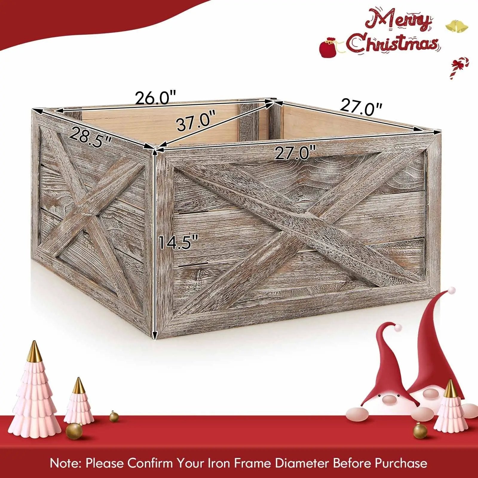 28.5 Inch Wooden Tree Collar Box for Indoor/Outdoor Use by DirectDeals