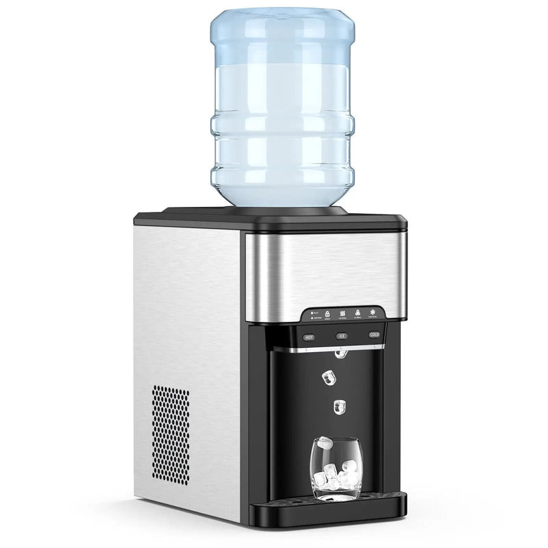 Water Cooler Dispenser 3-in-1 with Built-in Ice Maker and 3 Temperature Settings-Silver by DirectDeals