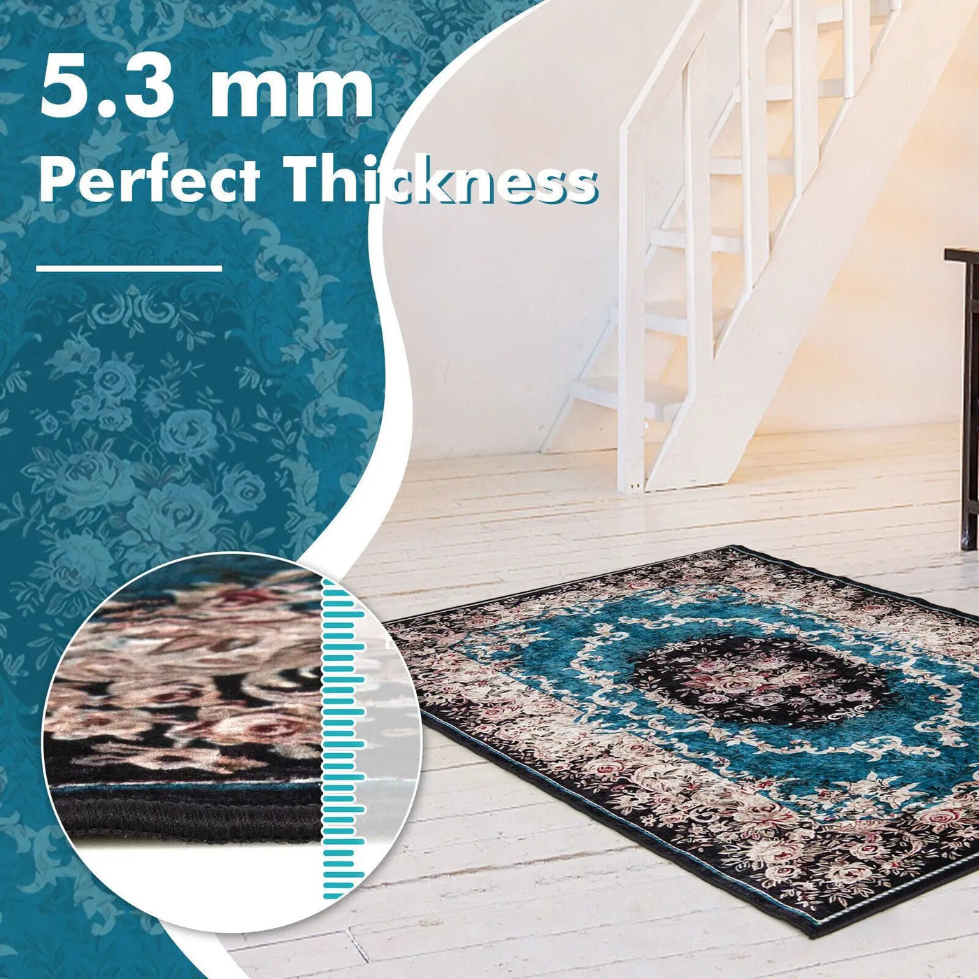 Area Rug with Non-Shedding Surface and Anti-slip Bottom by DirectDeals