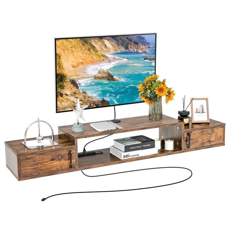 55 Inches Floating TV Stand with Power Outlet by DirectDeals
