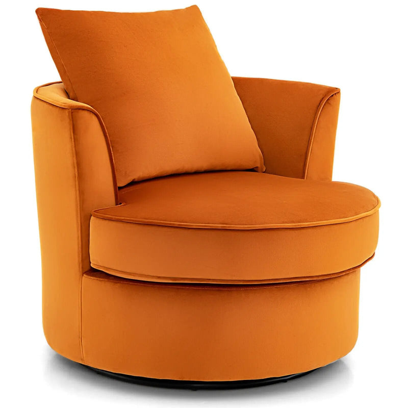 Modern 360¬∞ Swivel Barrel Chair with No Assembly Needed-Orange by DirectDeals