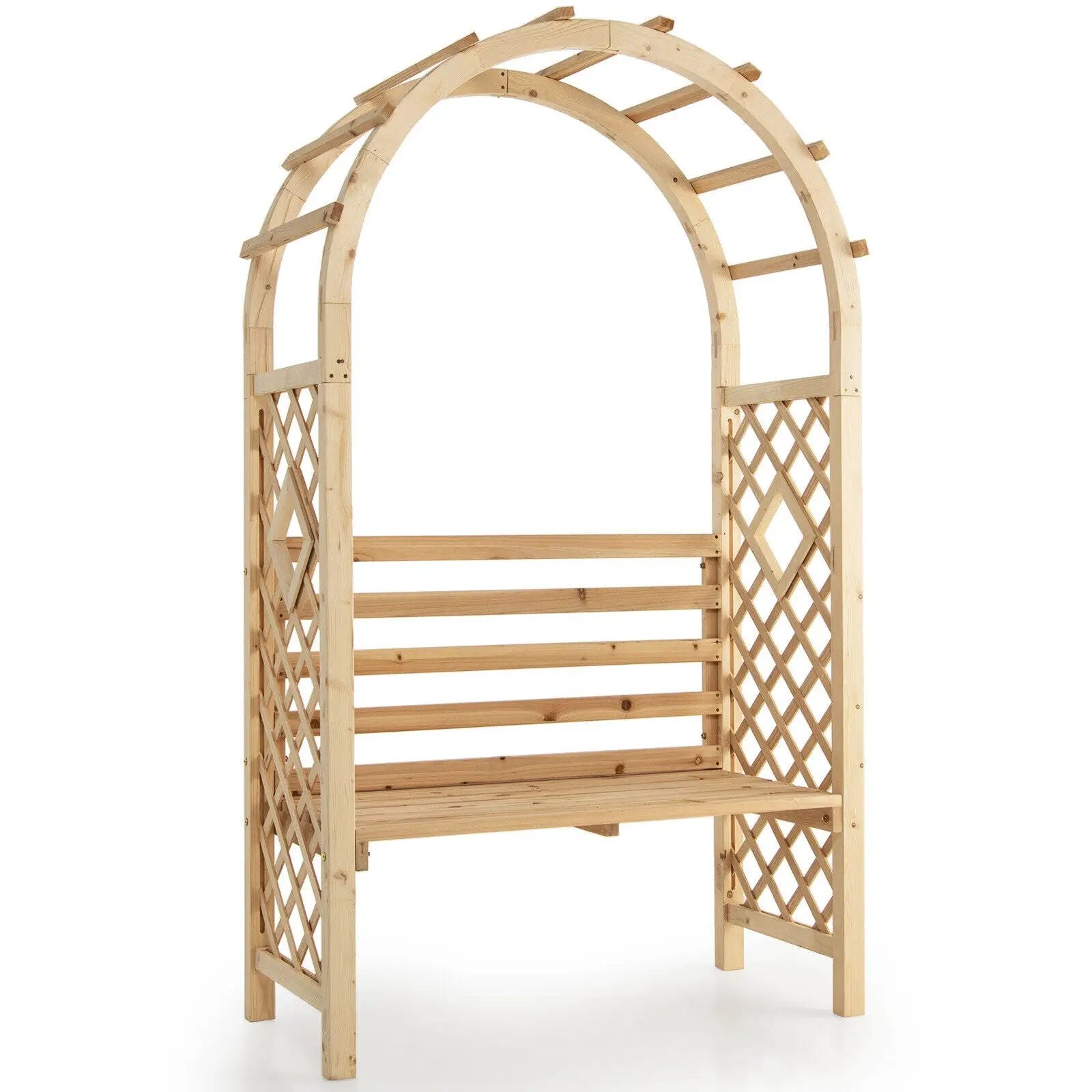 Wooden Garden Bench Arch Pergola Outdoor Arbor by DirectDeals