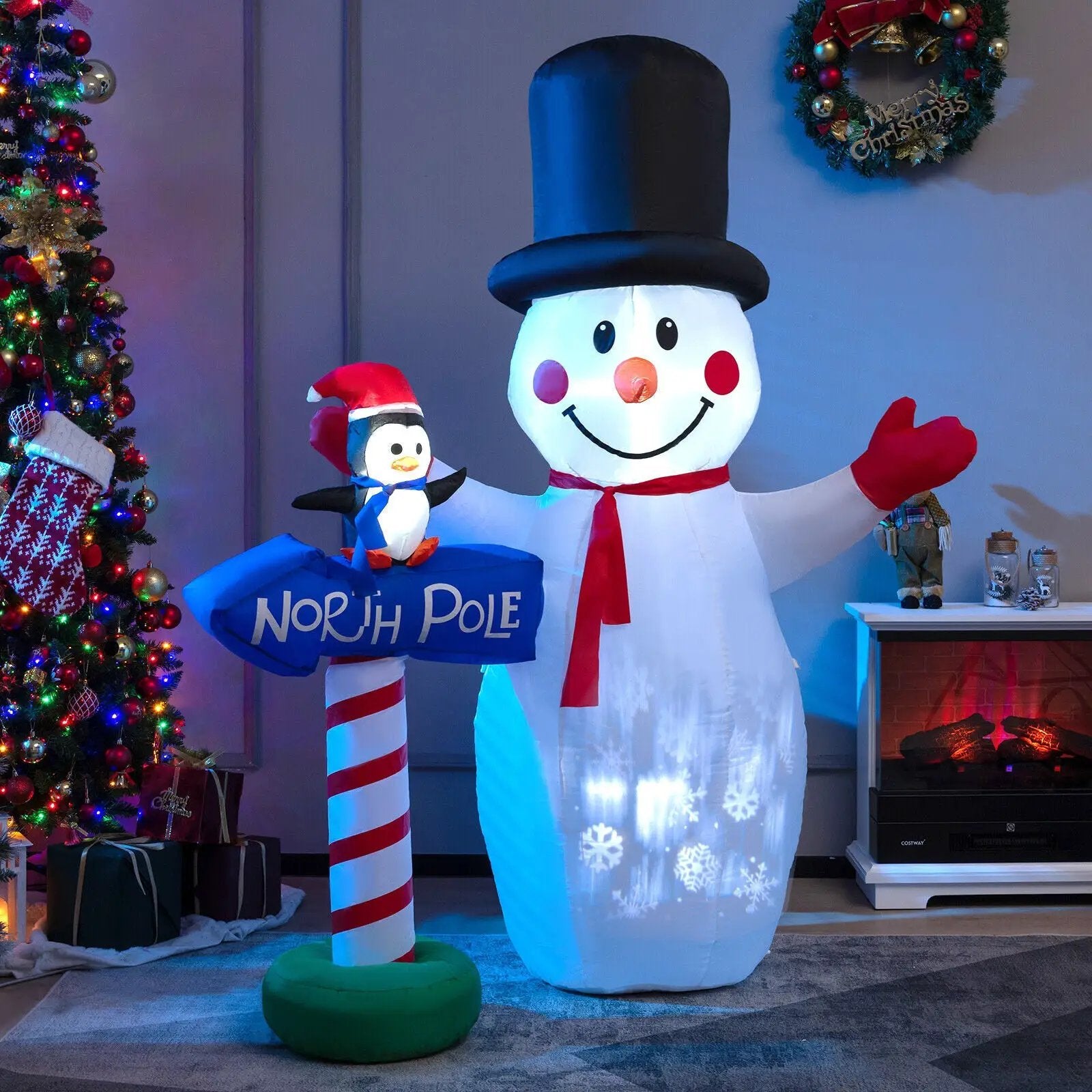 6 Feet Inflatable Christmas Decoration with Built-in Snowflake Projector by DirectDeals
