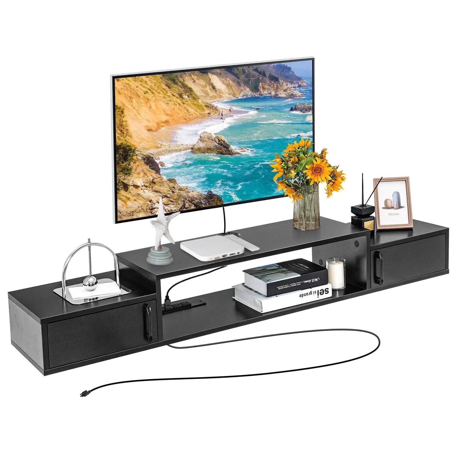55 Inches Floating TV Stand with Power Outlet by DirectDeals