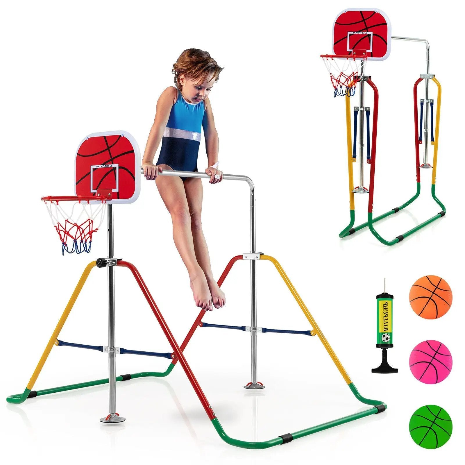 Kids Folding Horizontal Bar with 4 Adjustable Heights by DirectDeals