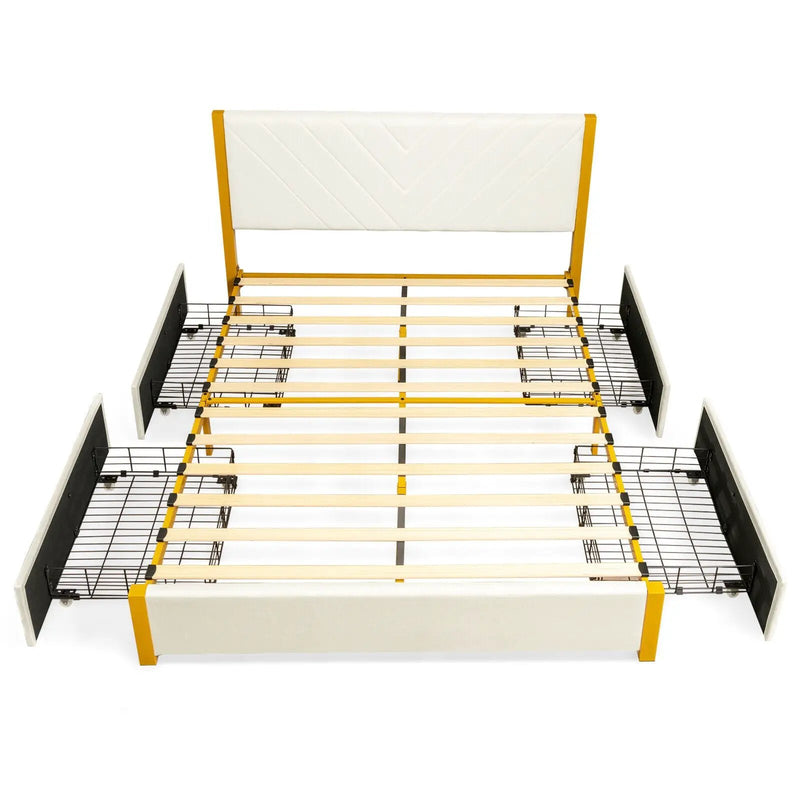 Full Size/Queen Size Upholstered Bed Frame with Adjustable Headboard and 4 Drawers by DirectDeals