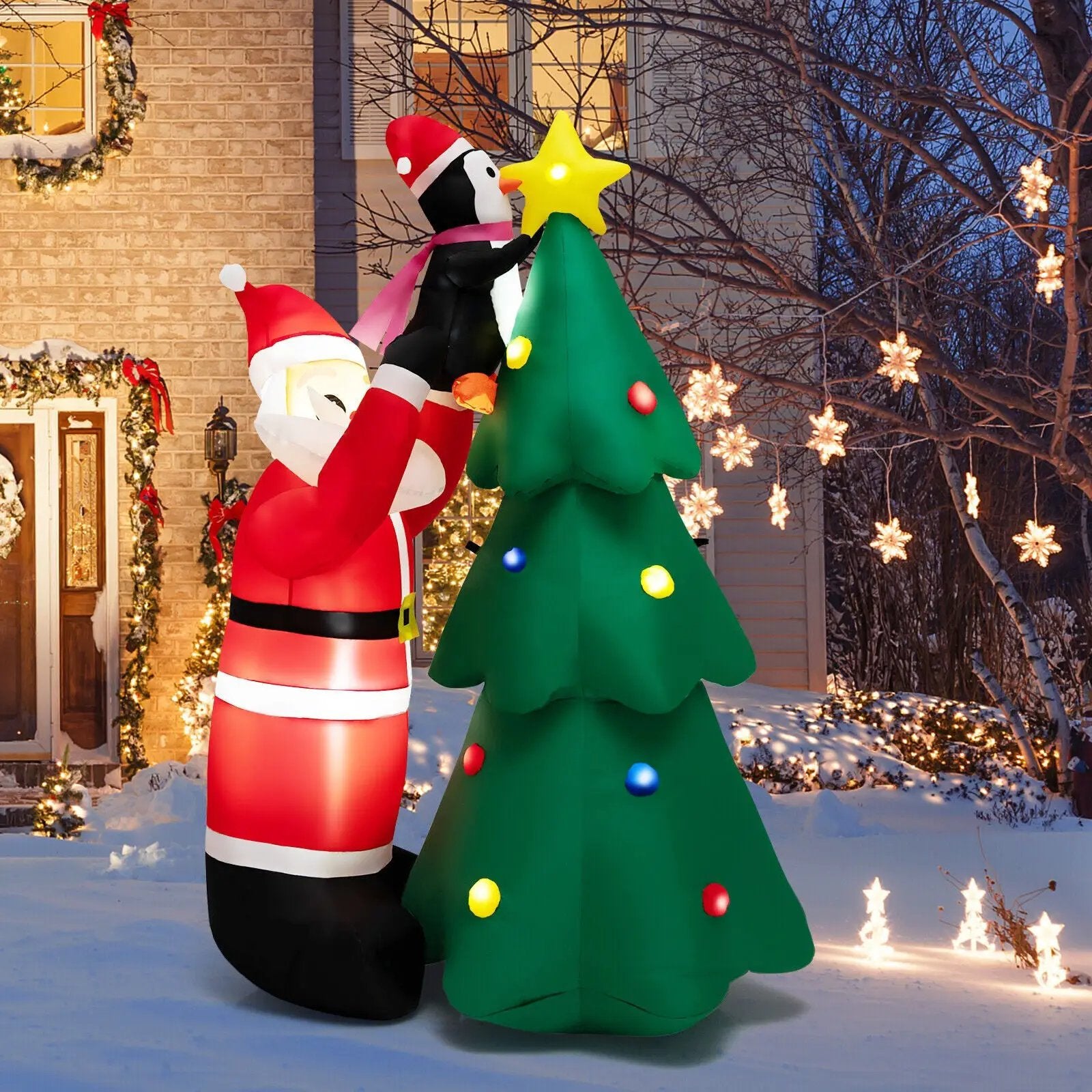 6 Feet Inflatable Christmas Tree and Santa Claus with LED and Air Blower by DirectDeals