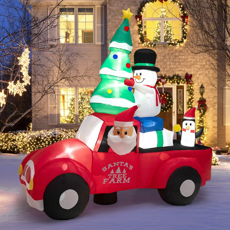 8 Feet Wide Inflatable Santa Claus Driving a Car with LED and Air Blower by DirectDeals
