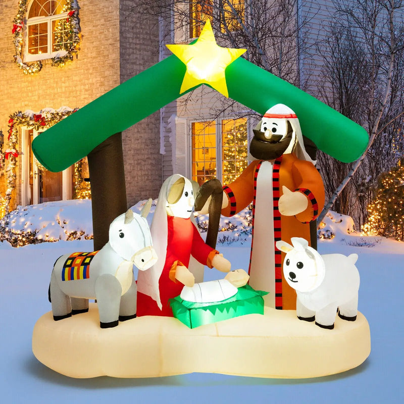 6.7 Feet Christmas Inflatable Nativity Scene with LED Lights by DirectDeals