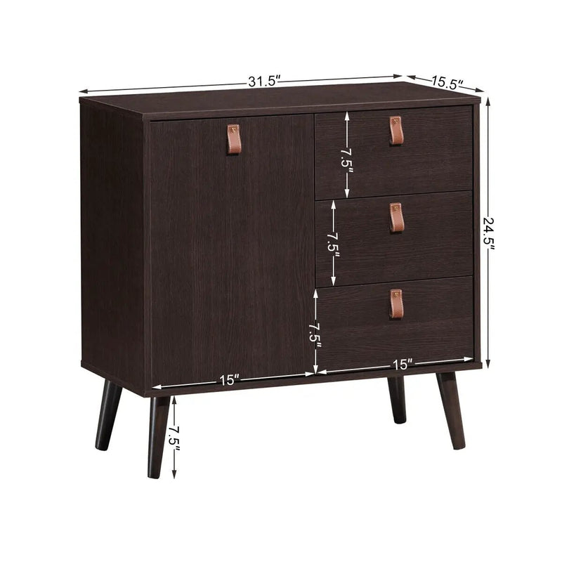 3-drawer Sideboard Storage Display Cabinet-Brown by DirectDeals