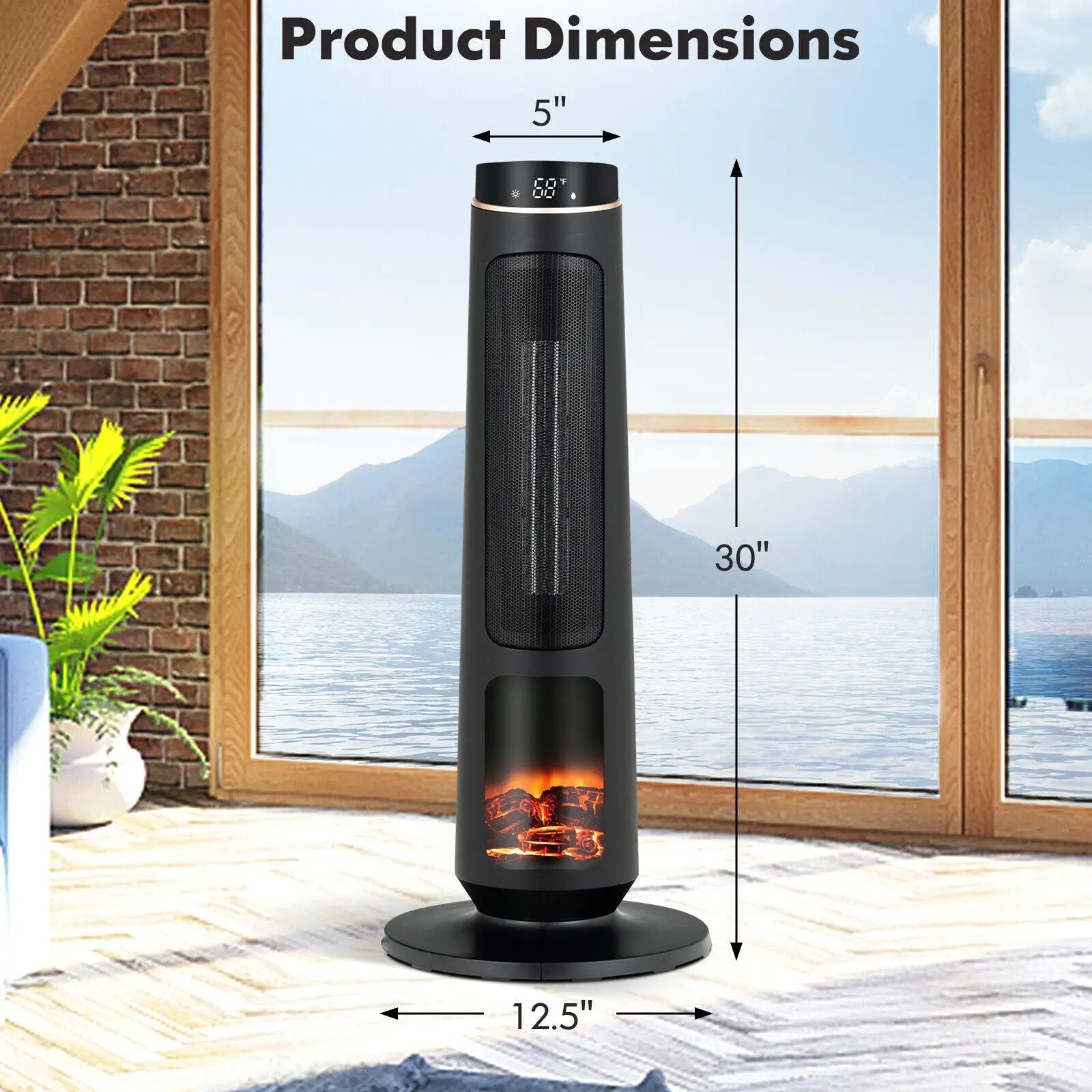 1500W PTC Fast Heating Space Heater for Indoor Use-Black by DirectDeals