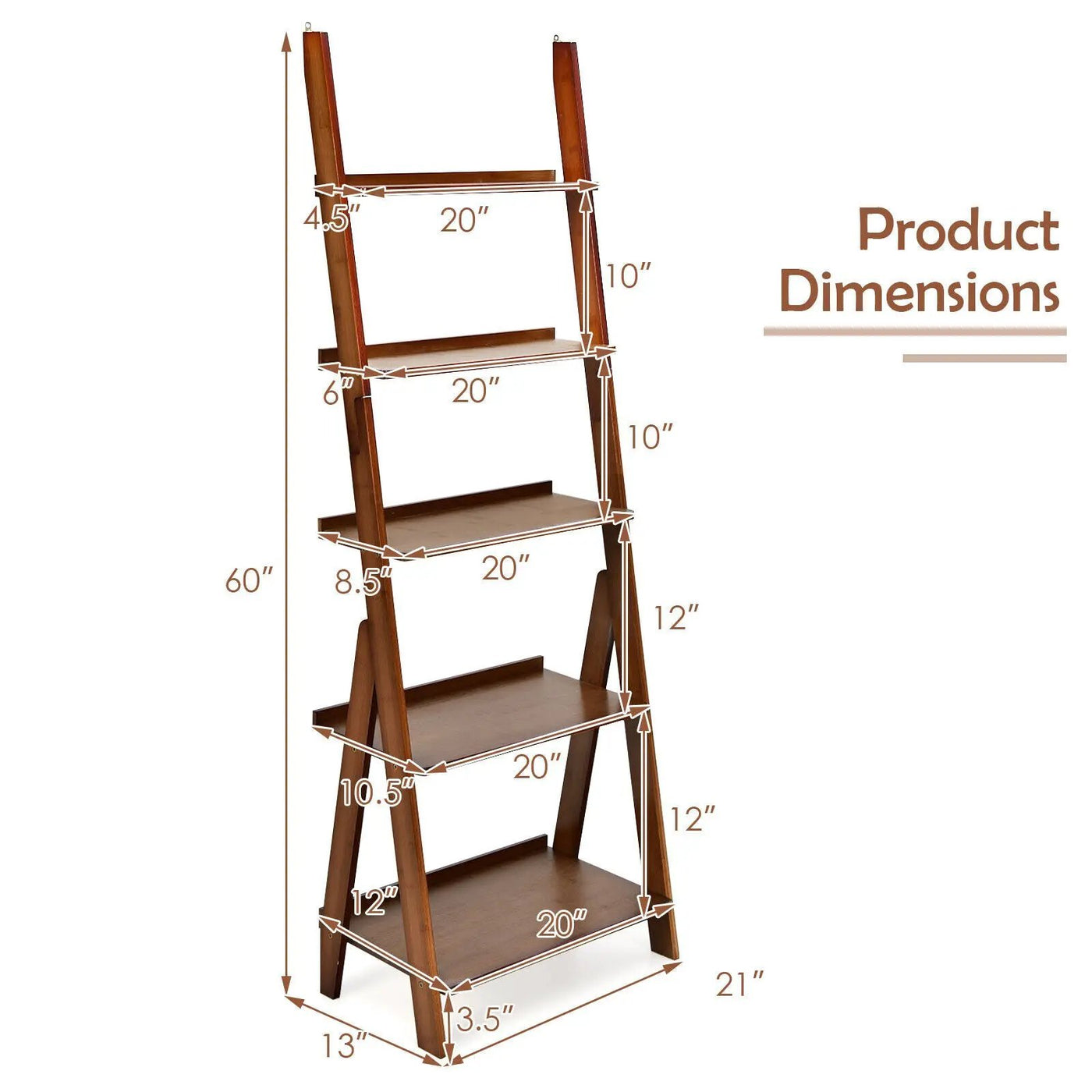 5-Tier Bamboo Ladder Shelf for Home Use by DirectDeals