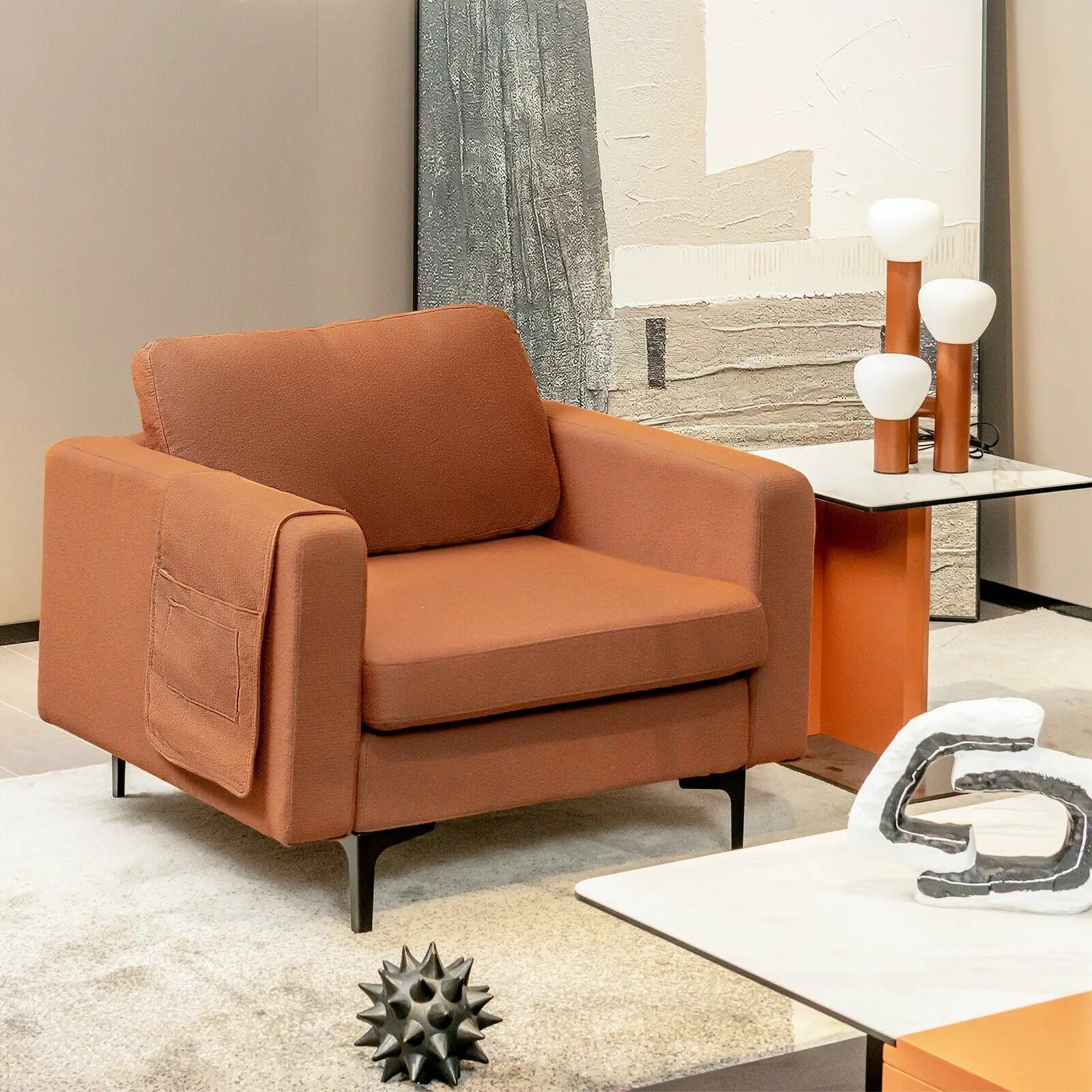 Modern Accent Armchair with Side Storage Pocket by DirectDeals