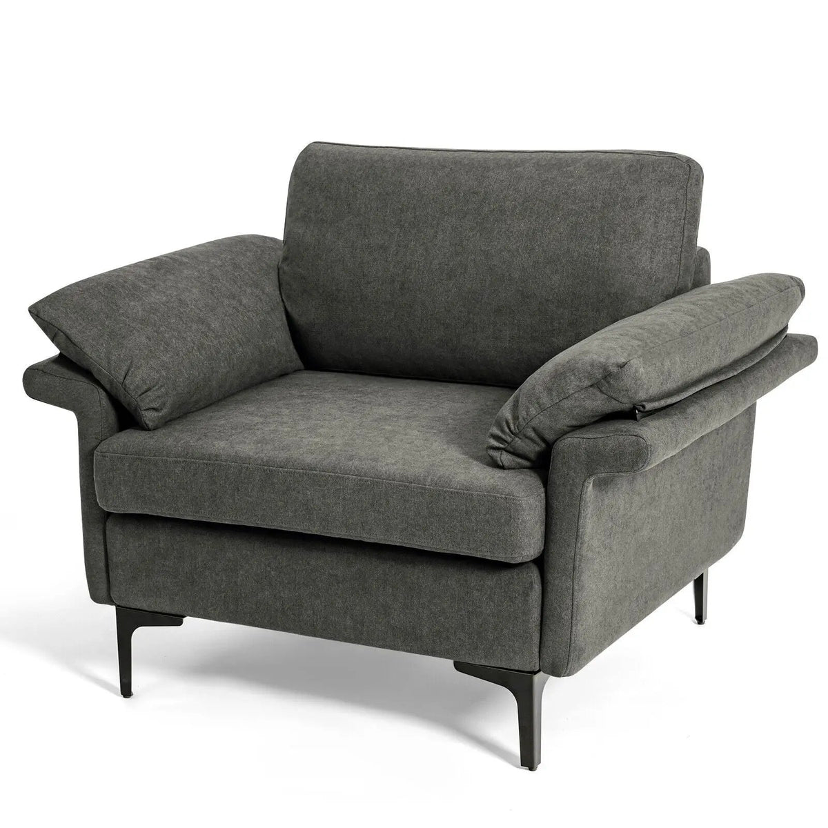 Modern Fabric Accent Armchair with Original Distributed Spring and Armrest Cushions by DirectDeals