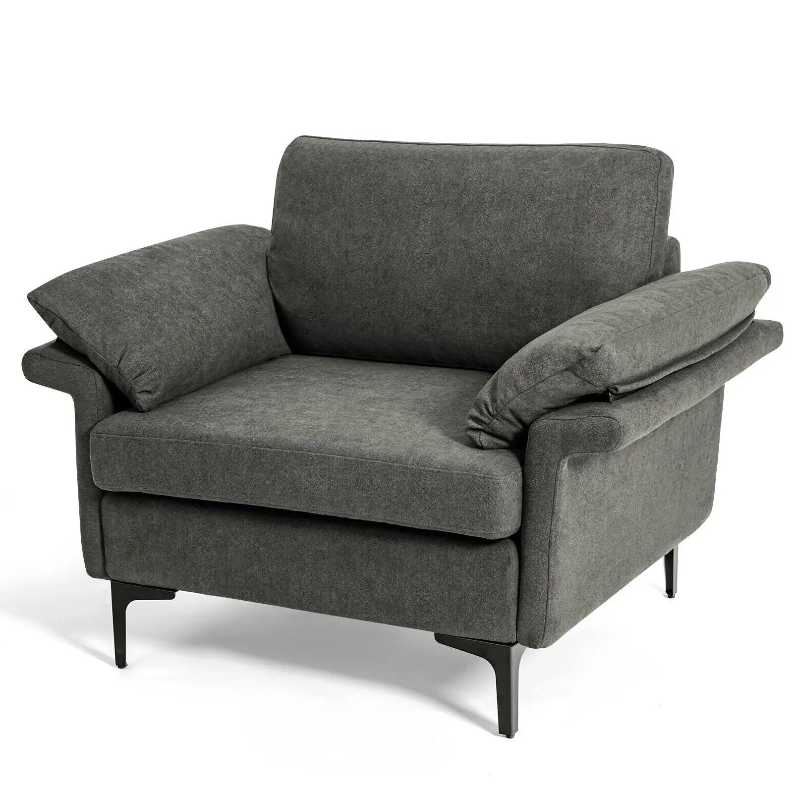 Modern Fabric Accent Armchair with Original Distributed Spring and Armrest Cushions by DirectDeals