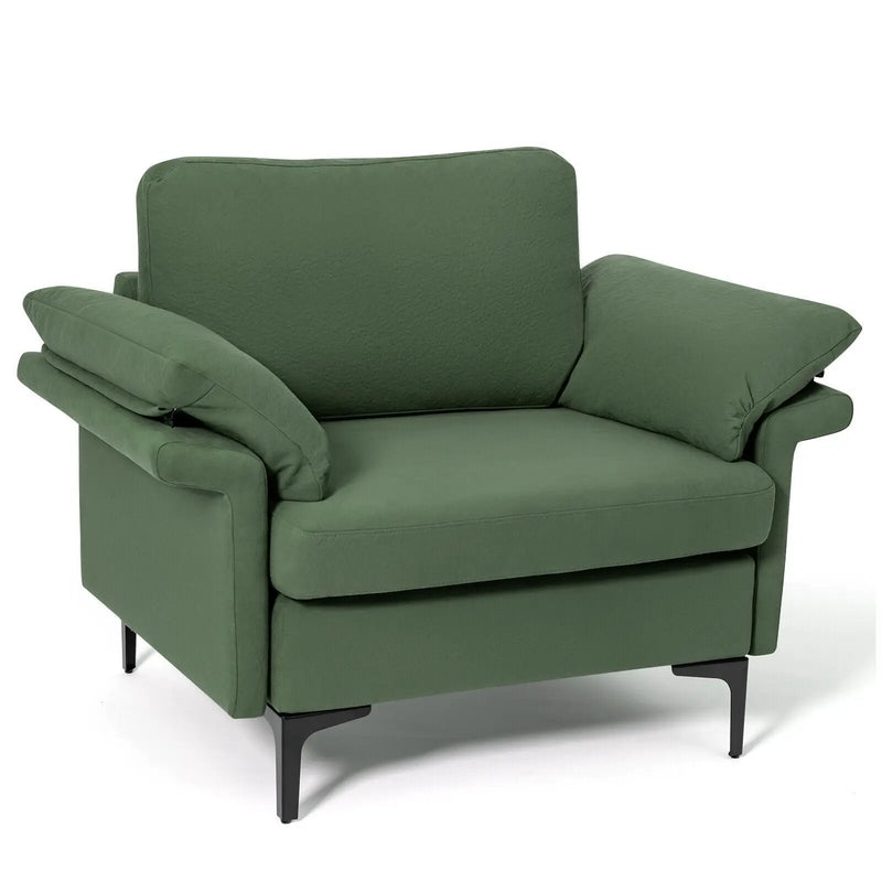 Modern Fabric Accent Armchair with Original Distributed Spring and Armrest Cushions by DirectDeals