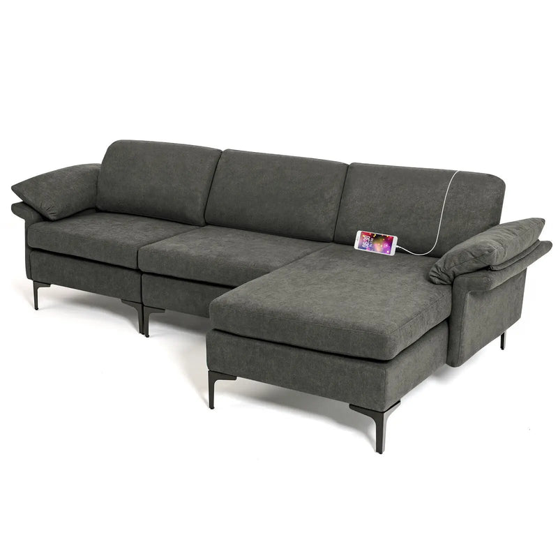 Extra Large Modular L-shaped Sectional Sofa with Reversible Chaise for 4-5 People by DirectDeals