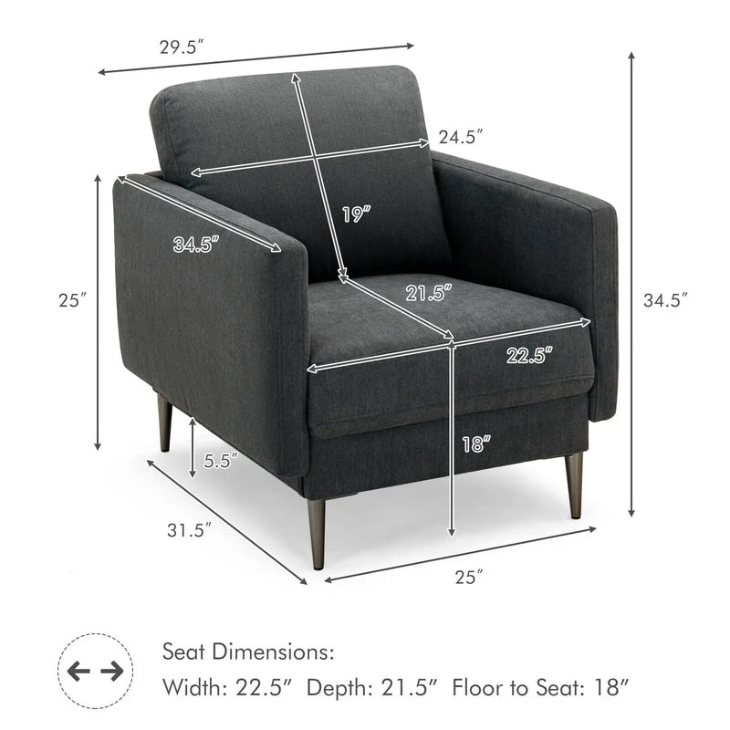 Modern Upholstered Accent Chair with Removable Backrest Cushion by DirectDeals