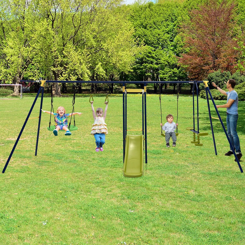 7-in-1 Stable A-shaped Outdoor Swing Set for Backyard by DirectDeals