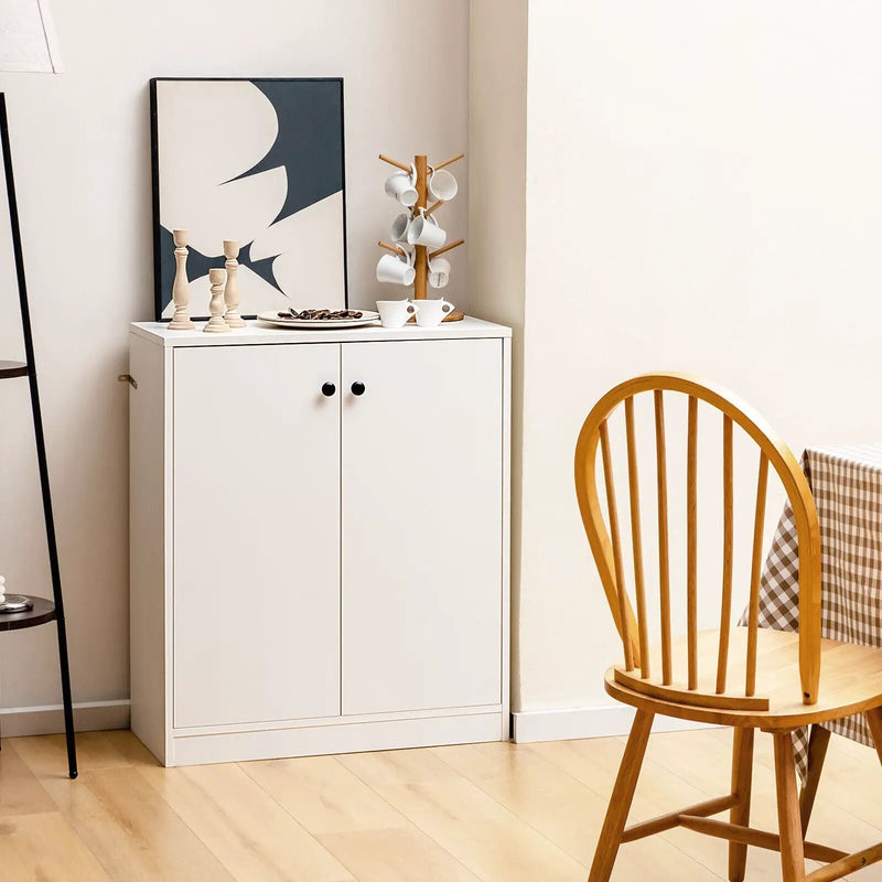 2 Door Storage Base Cabinet with 3-Tier Shelf-White by DirectDeals