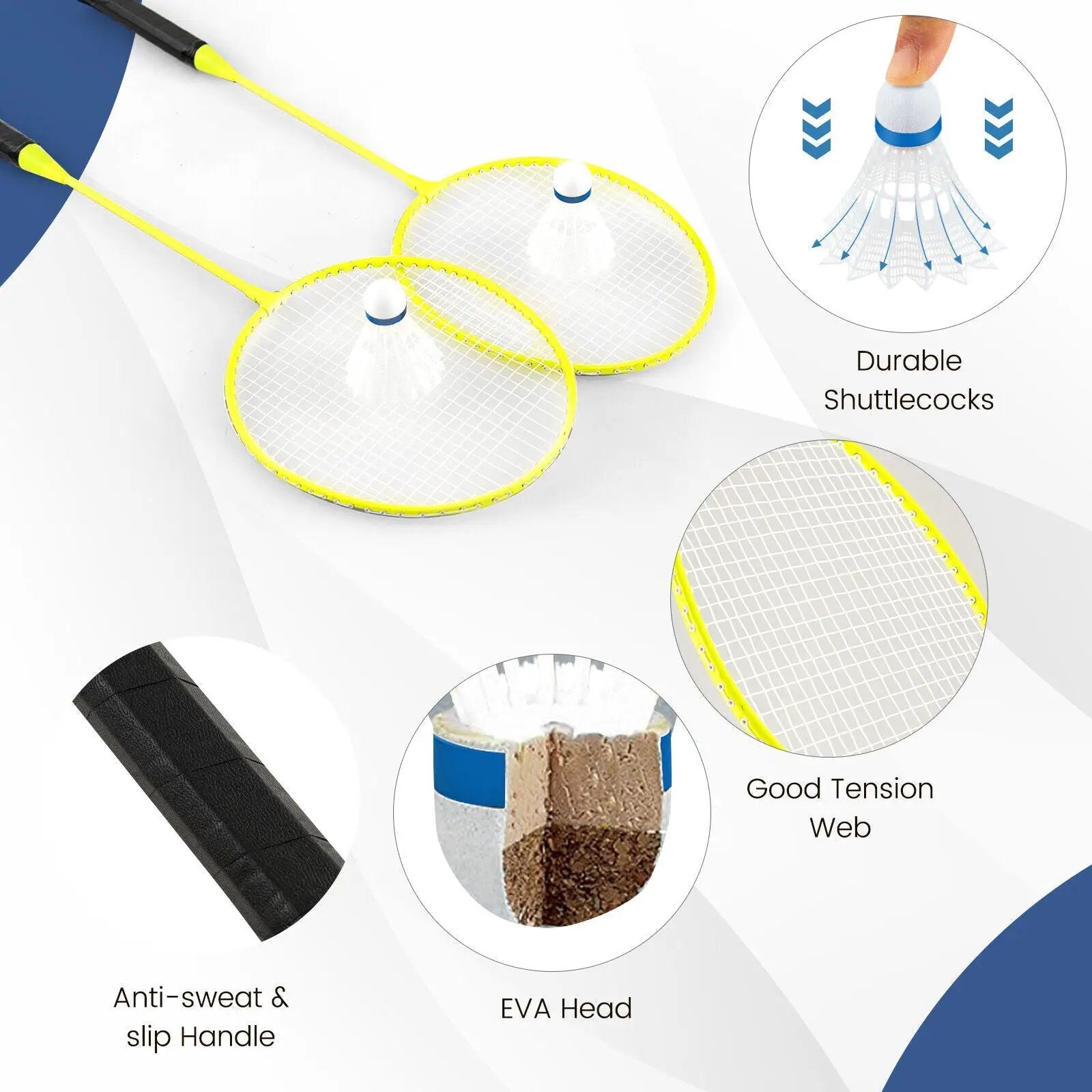 Portable Badminton Set Outdoor Sport Game Set with 2 Shuttlecocks by DirectDeals