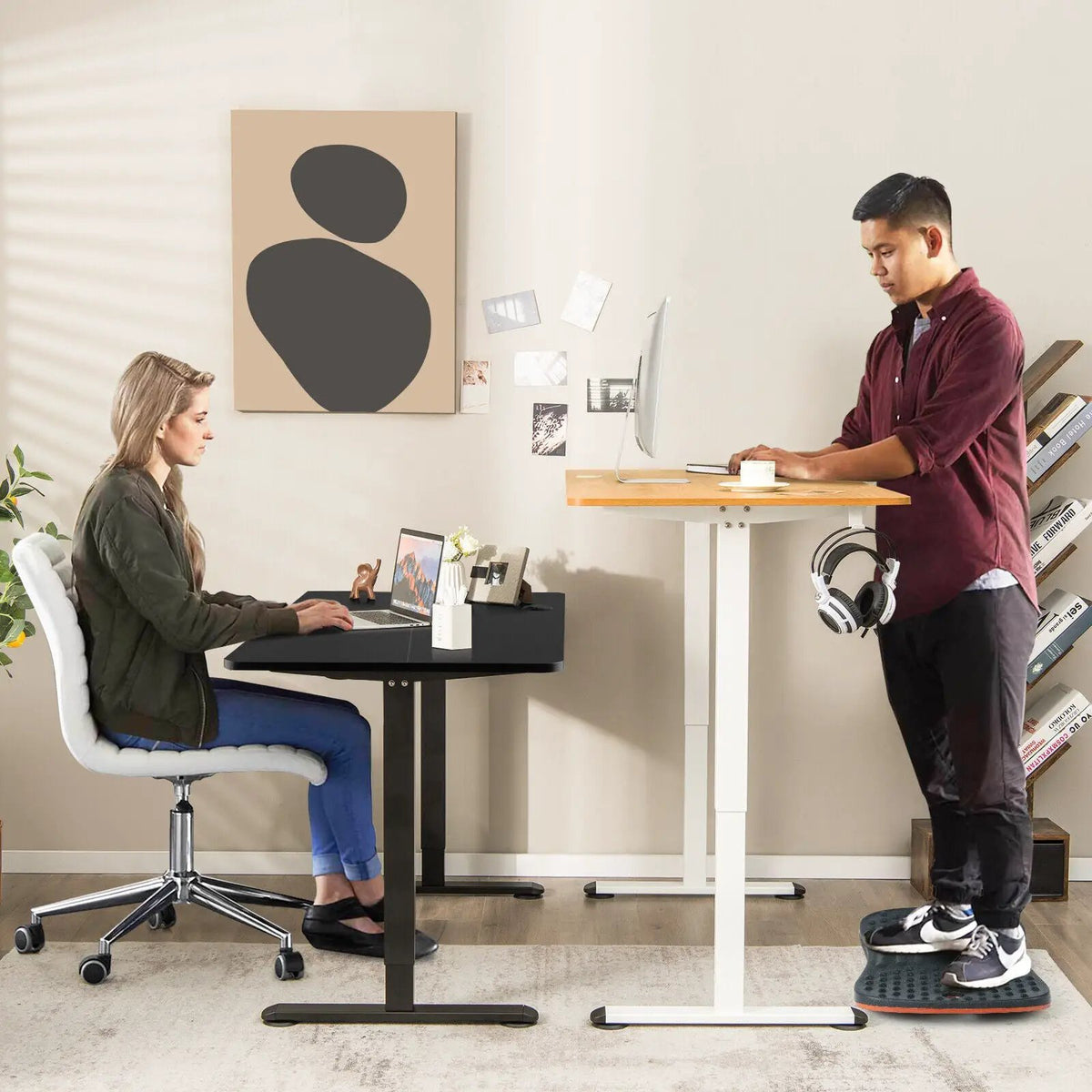 Electric Standing Desk Adjustable Stand up Computer Desk Anti-collision by DirectDeals