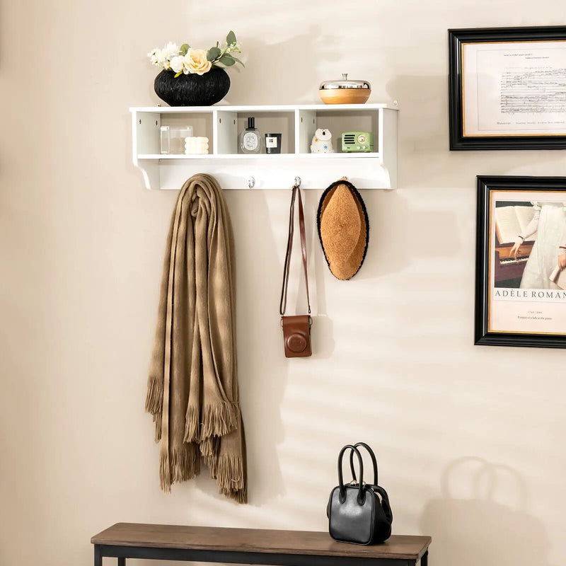 Wall Mount Cubby Organizer Hooks Entryway Storage Shelf by DirectDeals