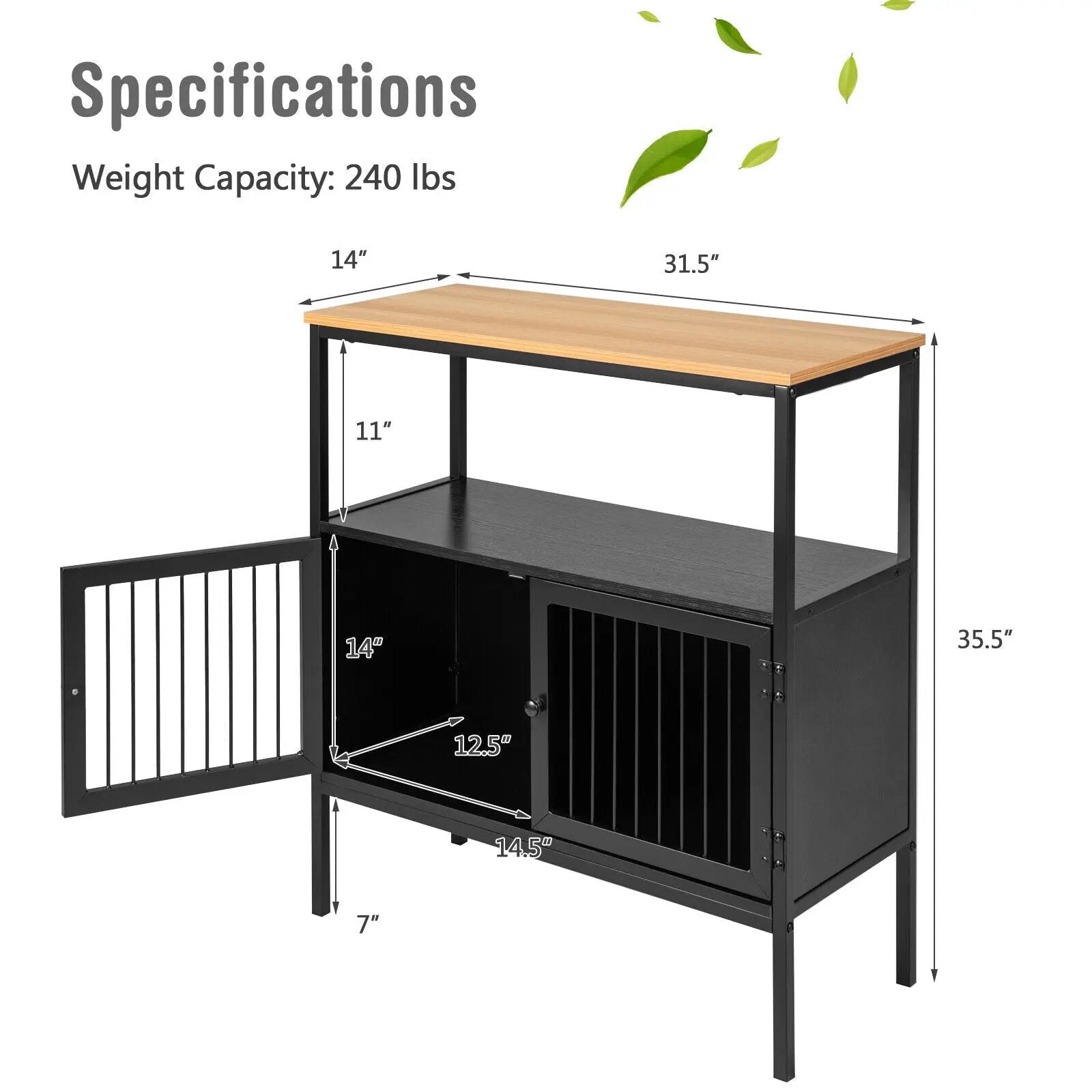 Kitchen Buffet Cabinet with 2 Doors and Open Shelf-Black by DirectDeals