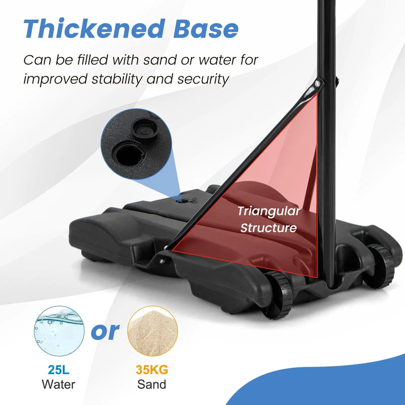 8.5 to 10 FT Adjustable Portable Basketball Hoop Stand with Fillable Base and 2 Wheels by DirectDeals
