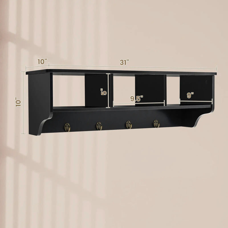 Wall Mount Cubby Organizer Hooks Entryway Storage Shelf by DirectDeals