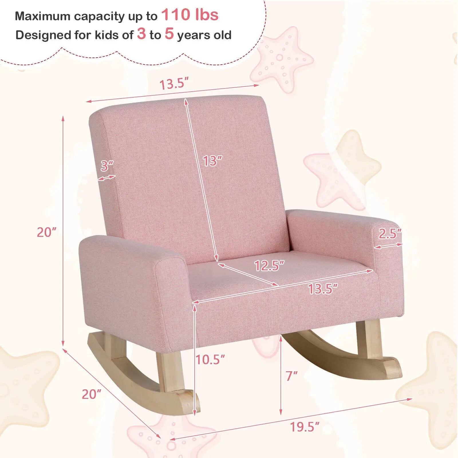 Kids Rocking Chair with Solid Wood Legs by DirectDeals