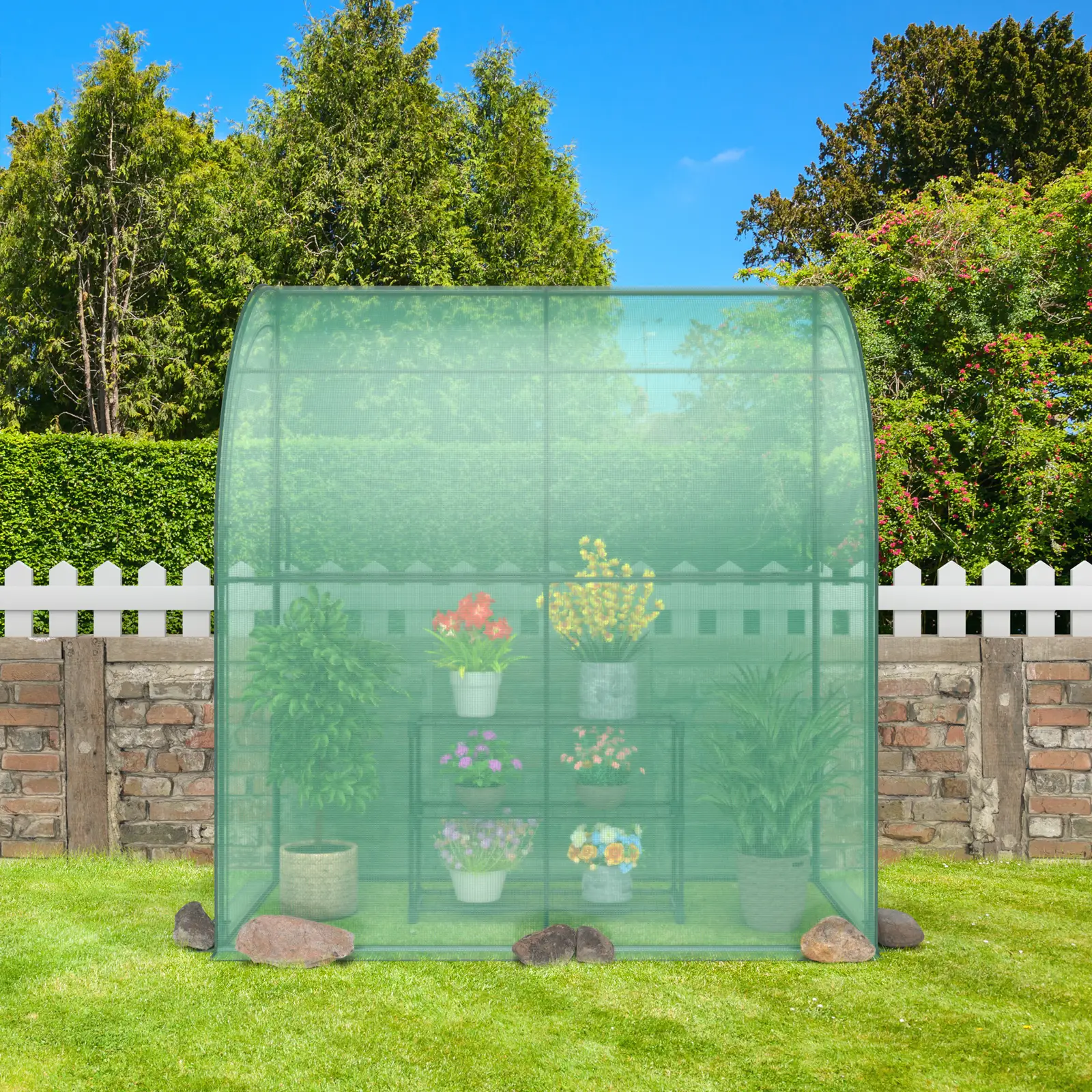 7 x 3.5 x 7 Feet Lean-to Greenhouse with Flower Rack by DirectDeals
