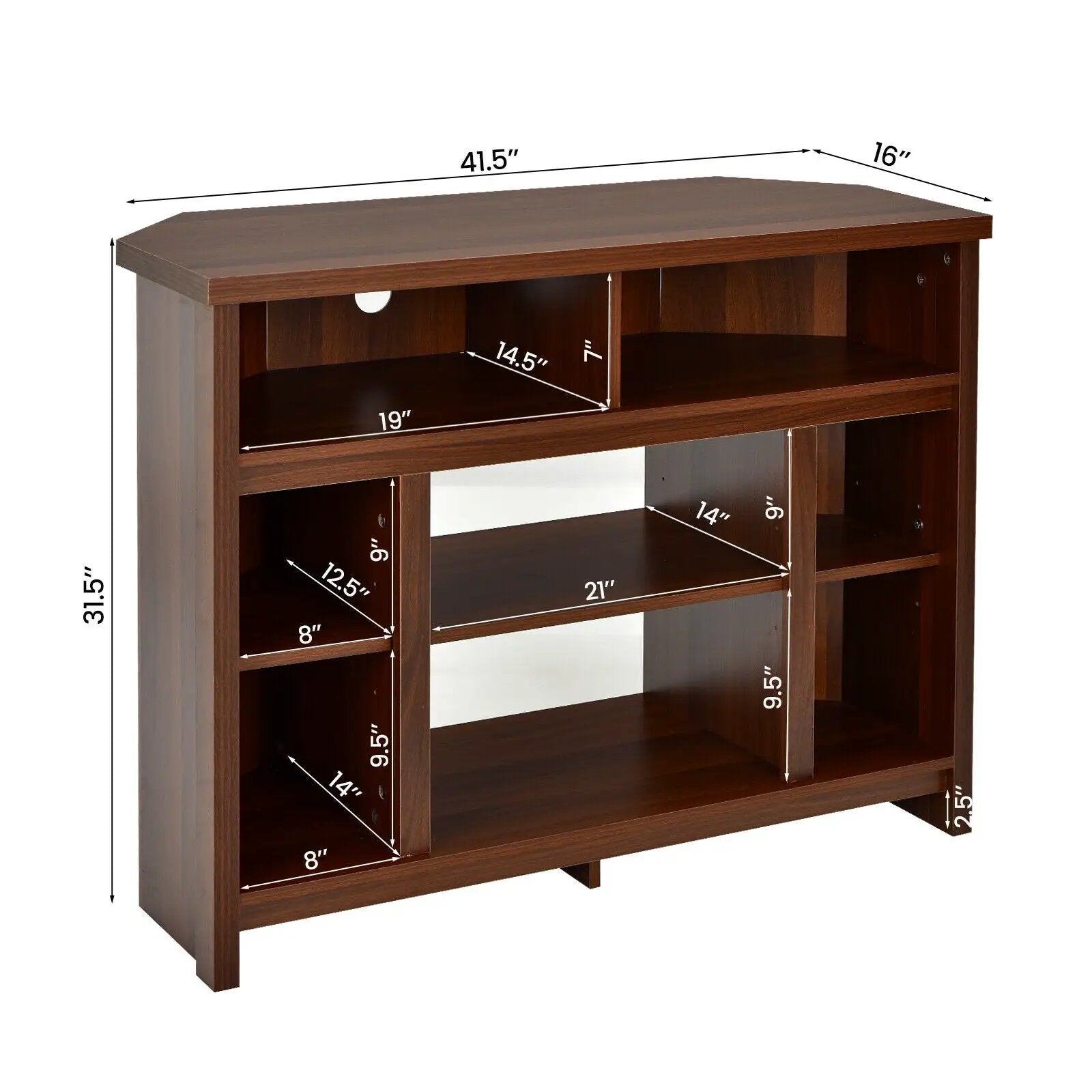 Modern Corner TV Stand with Adjustable Shelves for TVs up to 48 Inch by DirectDeals