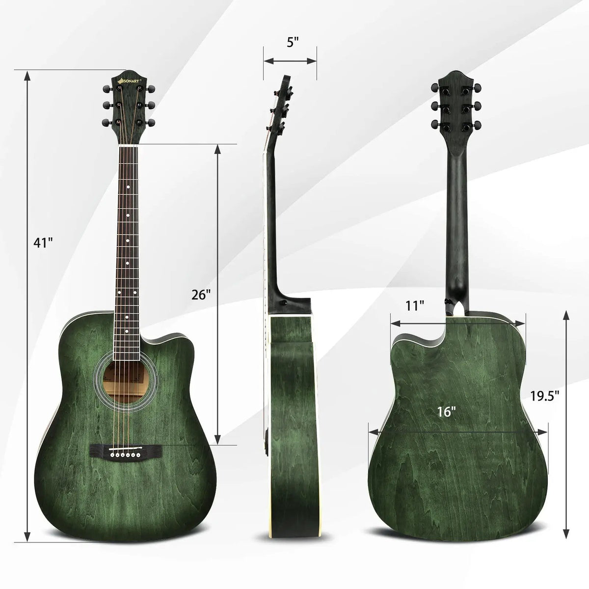 41 Inch Full Size Cutaway Acoustic Guitar Set for Beginner by DirectDeals