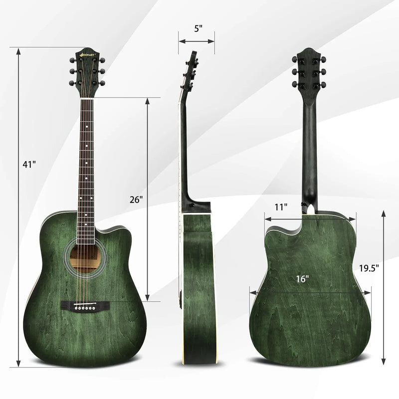 41 Inch Full Size Cutaway Acoustic Guitar Set for Beginner by DirectDeals