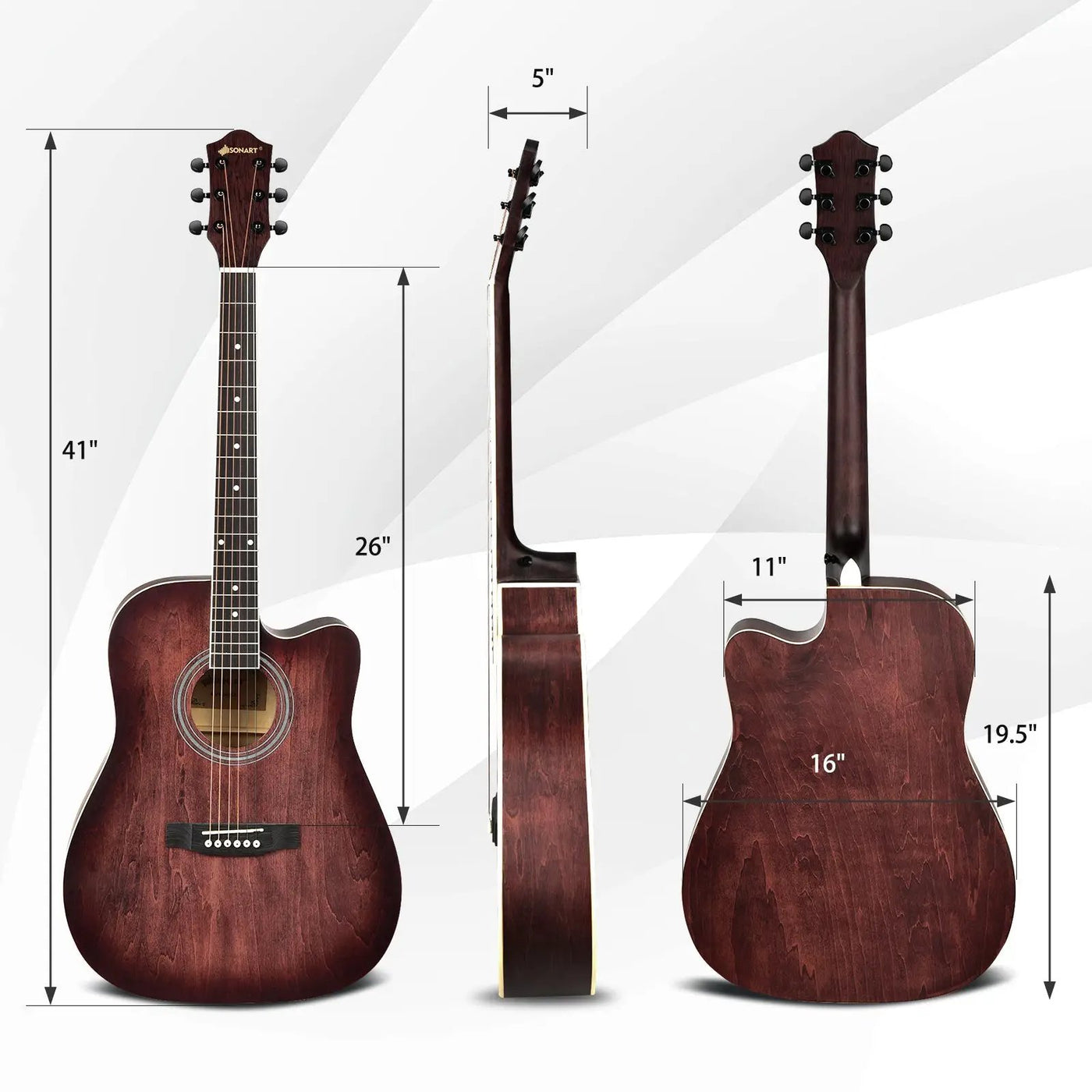 41 Inch Full Size Cutaway Acoustic Guitar Set for Beginner by DirectDeals