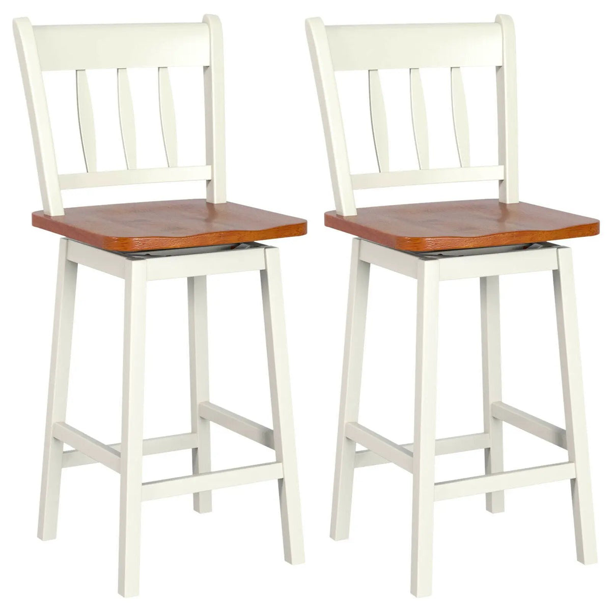 24.5 Inches Set of 2 Swivel Bar Stools with 360° Swiveling by DirectDeals