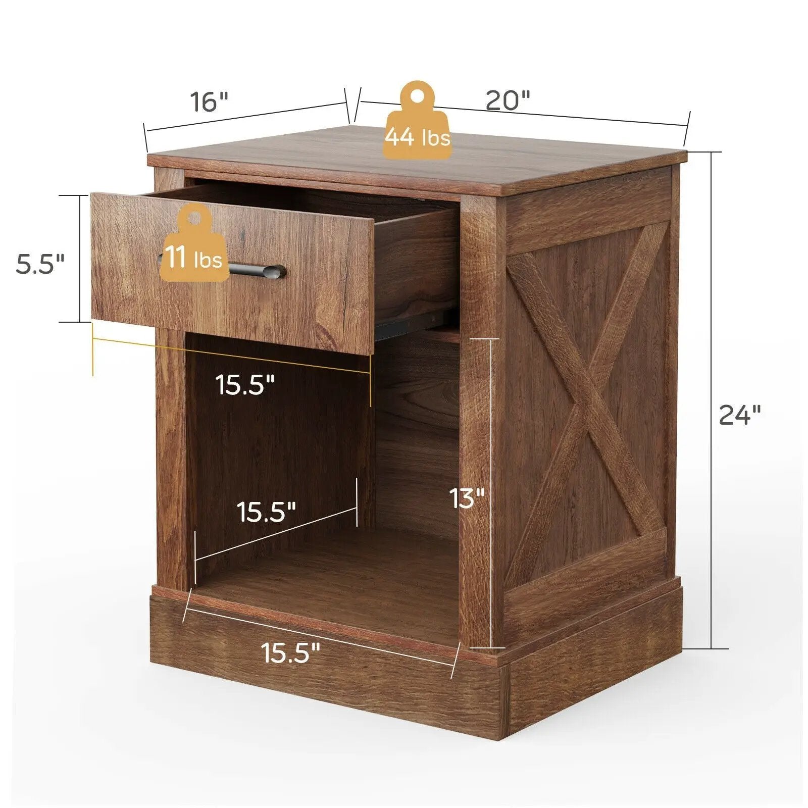 Compact Nightstand with Drawer and Shelf by DirectDeals