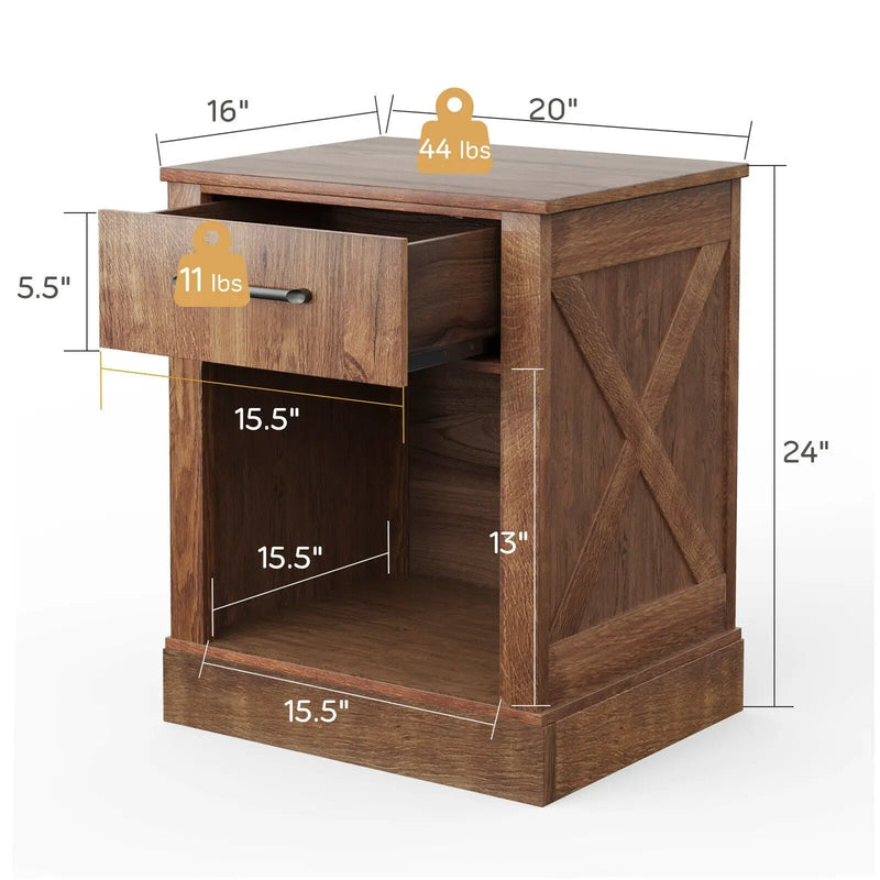 Compact Nightstand with Drawer and Shelf by DirectDeals