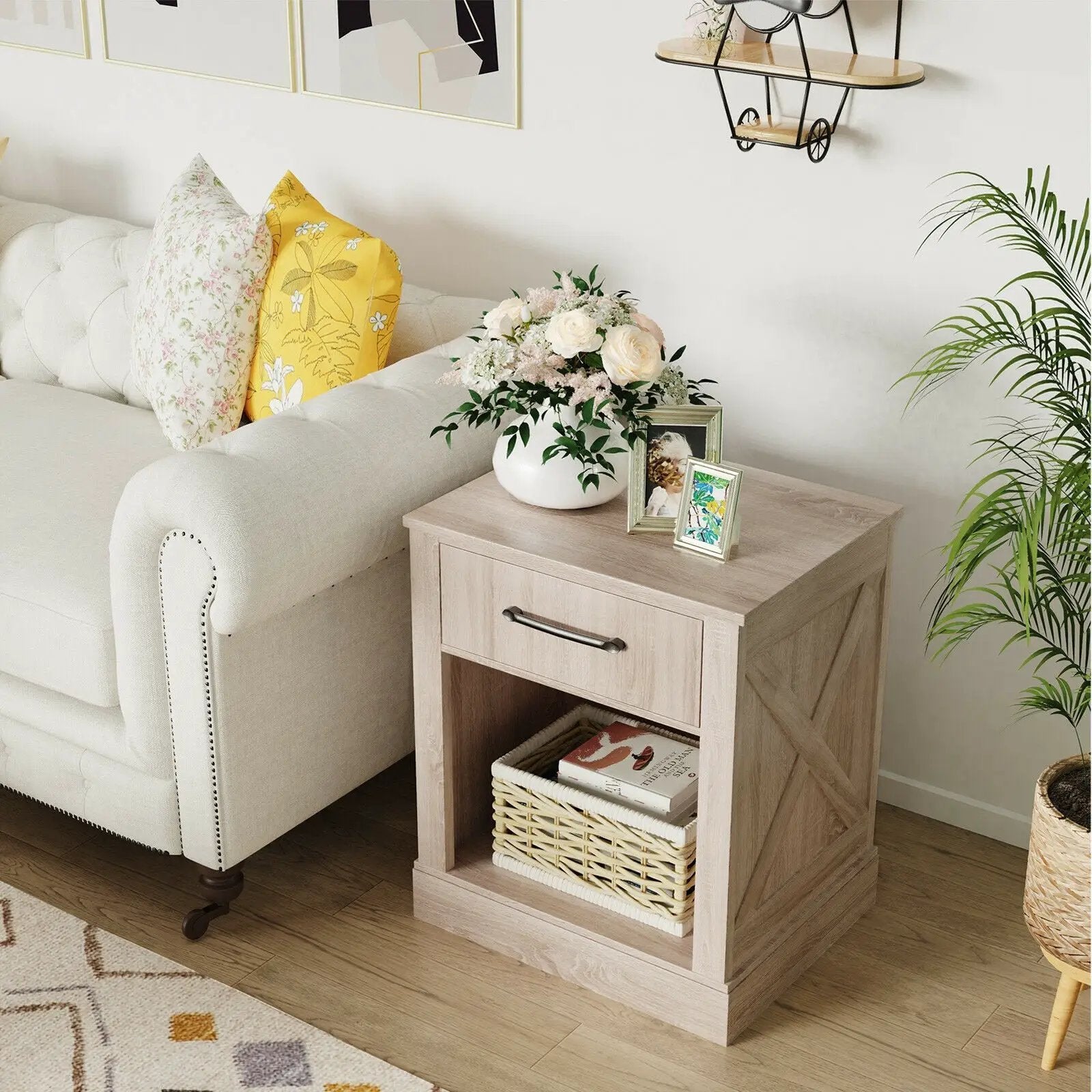 Compact Nightstand with Drawer and Shelf by DirectDeals