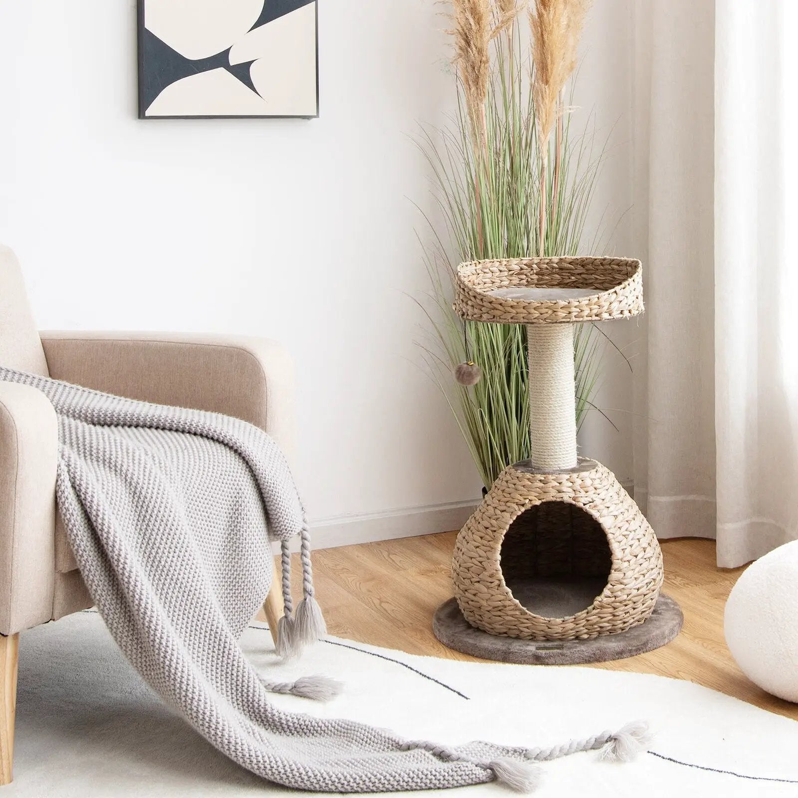 28 Inches Hand-Made Cat Tree Tower with Jump Platform by DirectDeals