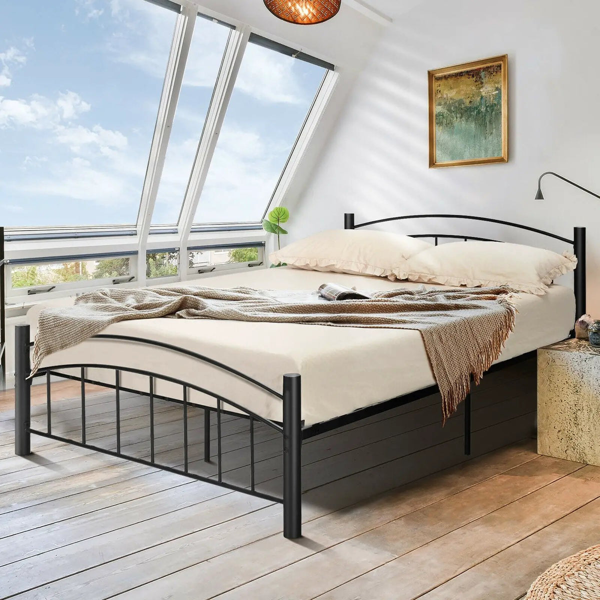 Modern Platform Bed with Headboard and Footboard by DirectDeals