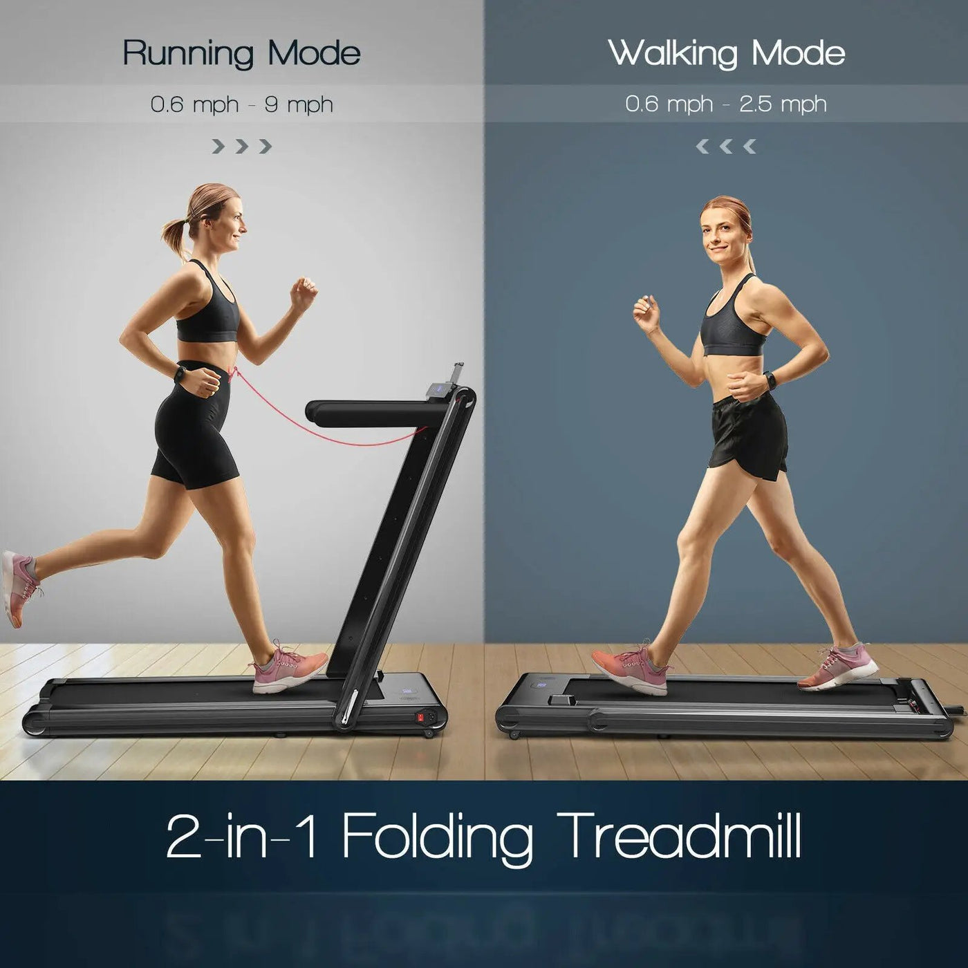 2-in-1 Folding Treadmill with Dual LED Display by DirectDeals
