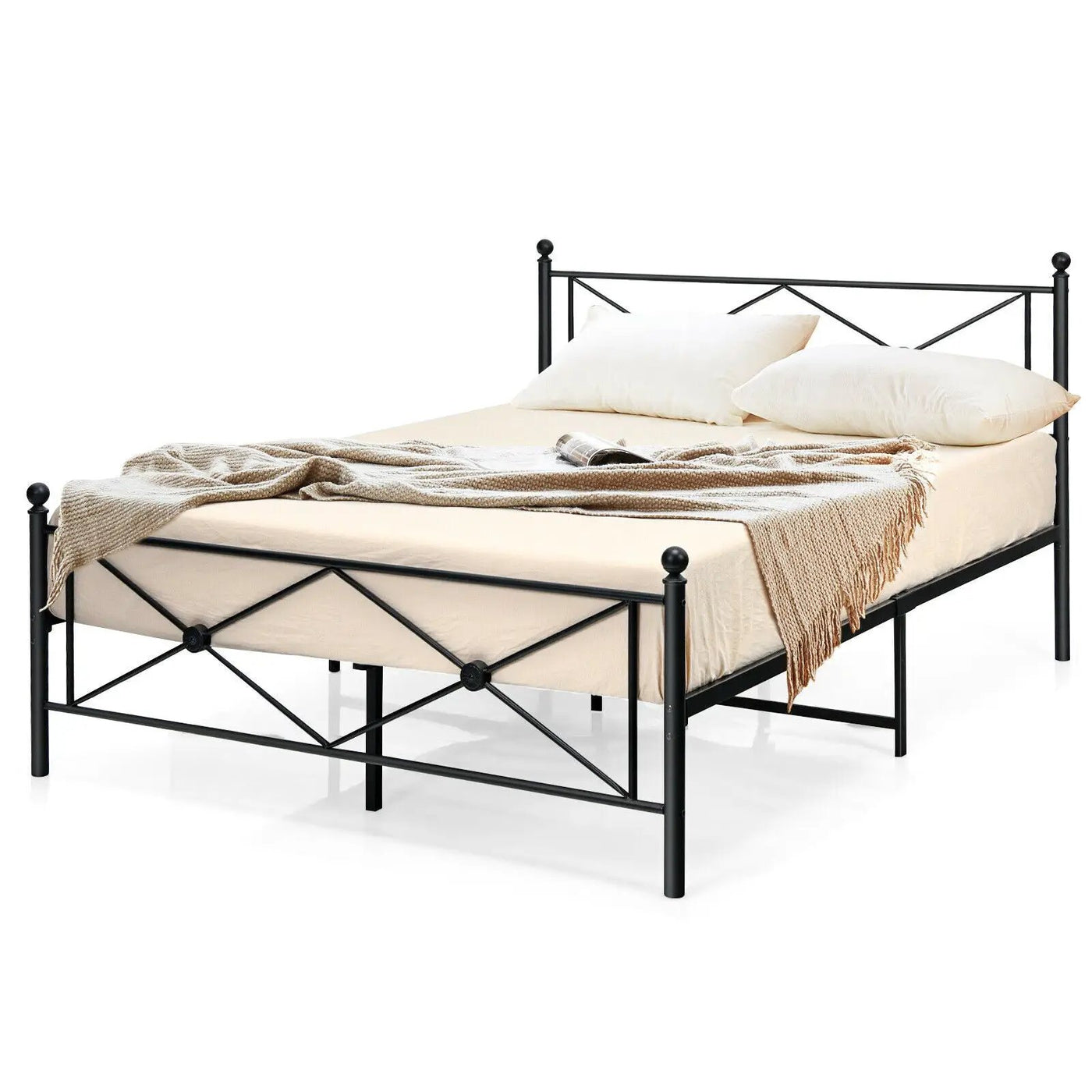 Full/Queen Size Metal Bed Frame Platform with Headboard by DirectDeals