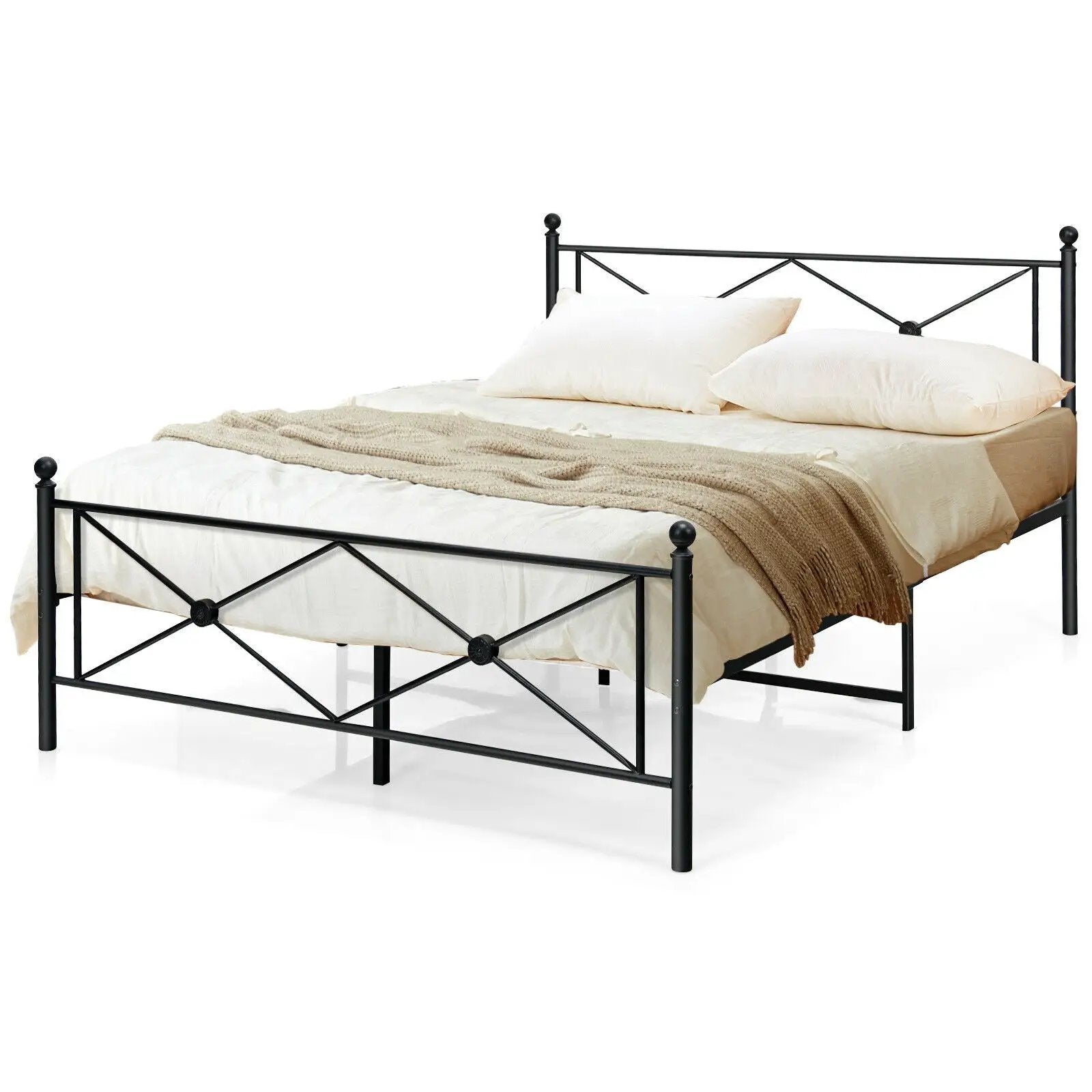 Full/Queen Size Metal Bed Frame Platform with Headboard by DirectDeals
