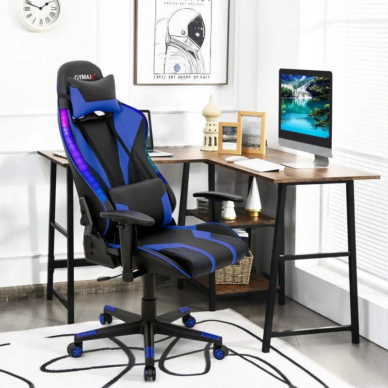 Gaming Chair Adjustable Swivel Computer Chair with Dynamic LED Lights by DirectDeals