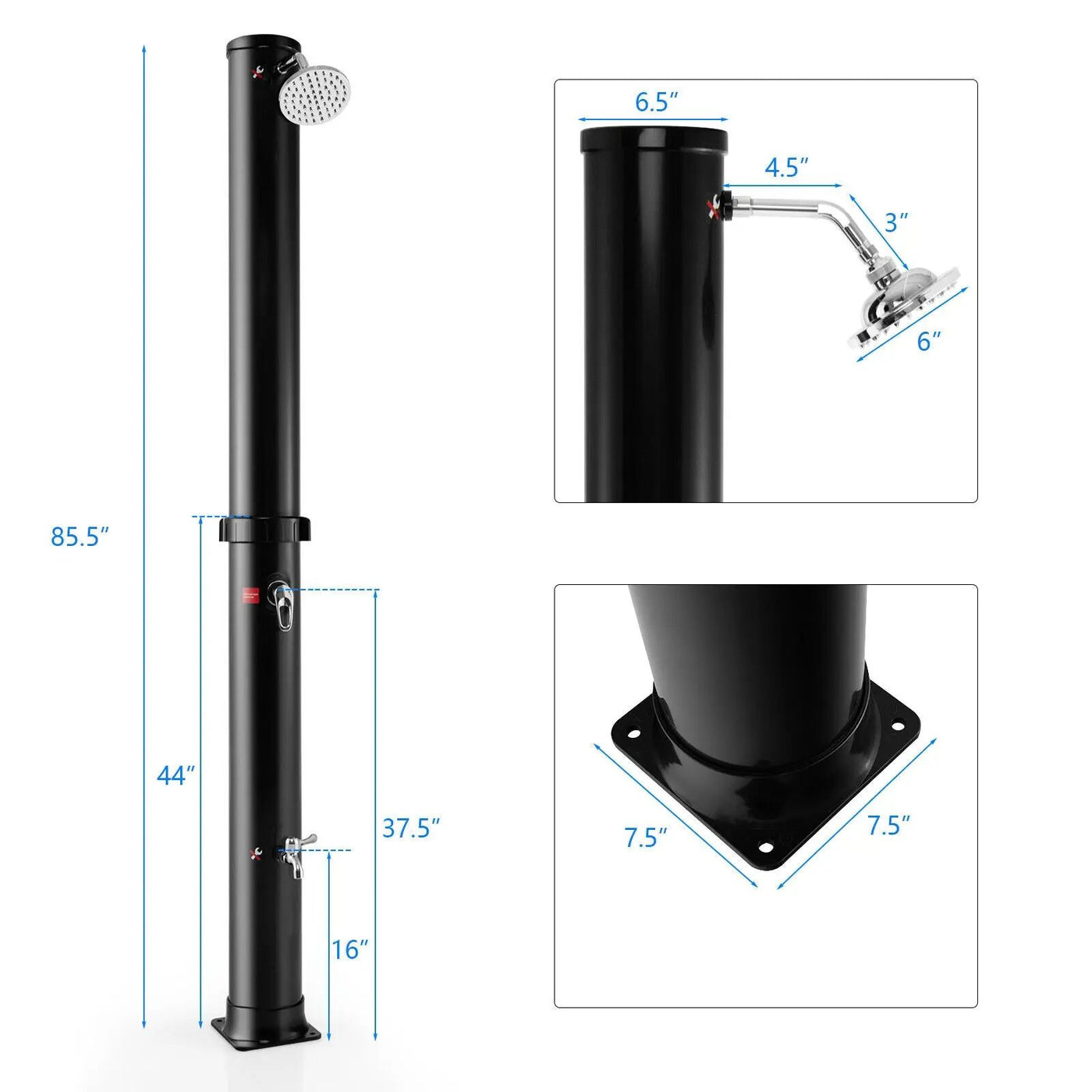 7.2 Feet Solar-Heated Outdoor Shower with Free-Rotating Shower Head by DirectDeals