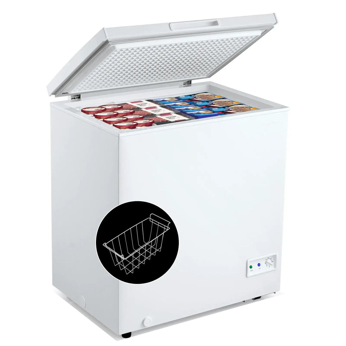 3.5/5 Cu.ft Compact Chest Freezer with Removable Storage Basket by DirectDeals