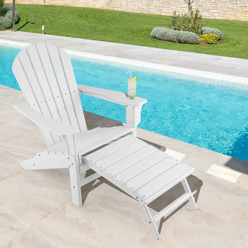 Patio HDPE Adirondack Chair with Retractable Ottoman by DirectDeals