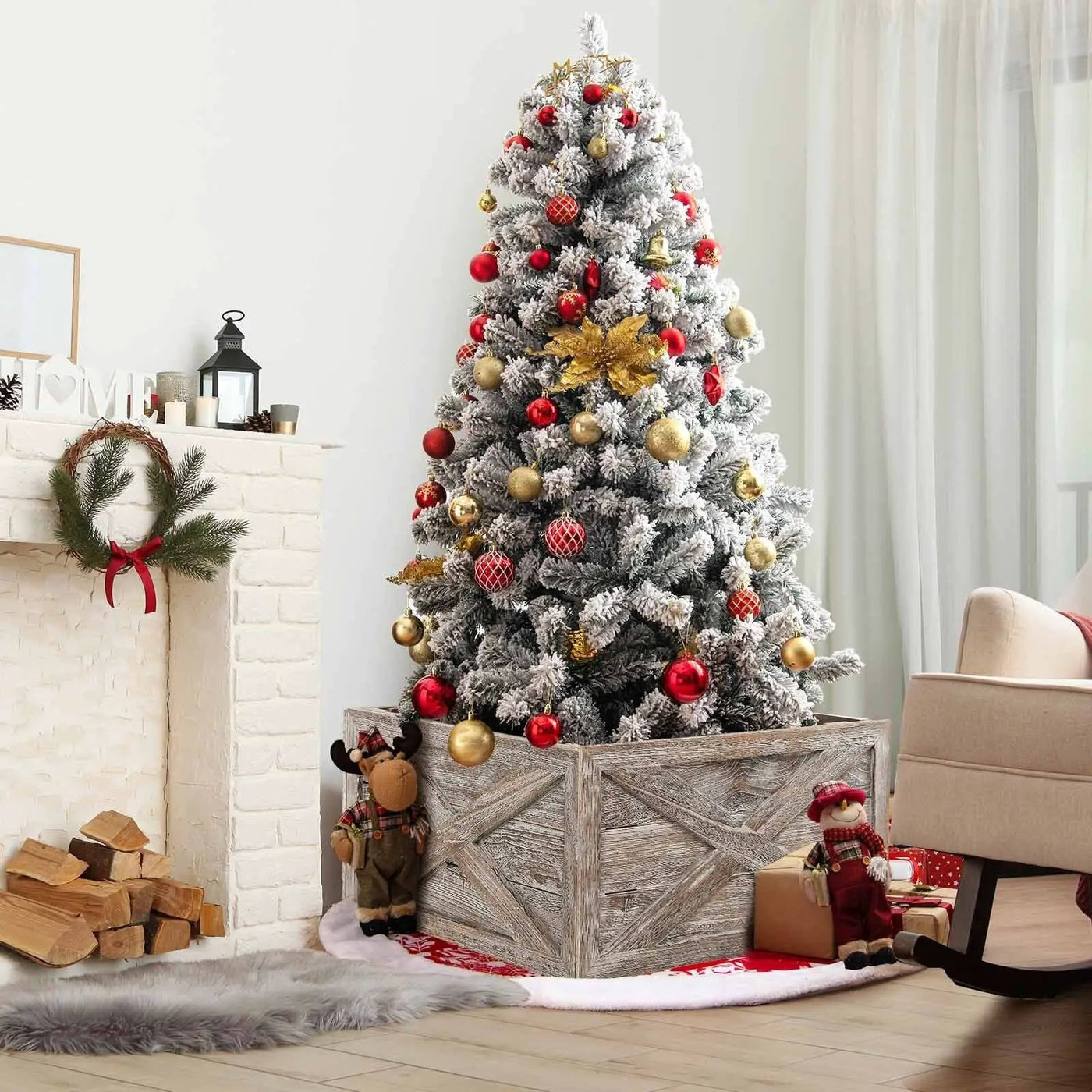 28.5 Inch Wooden Tree Collar Box for Indoor/Outdoor Use by DirectDeals
